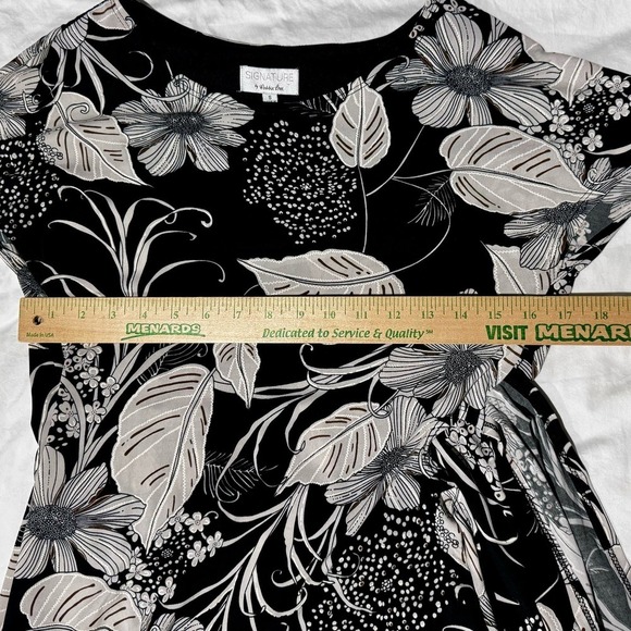 Signature By Robbie Bee Black‎ Floral Short Sleeve Knee Length Dress Size Small - Picture 12 of 12